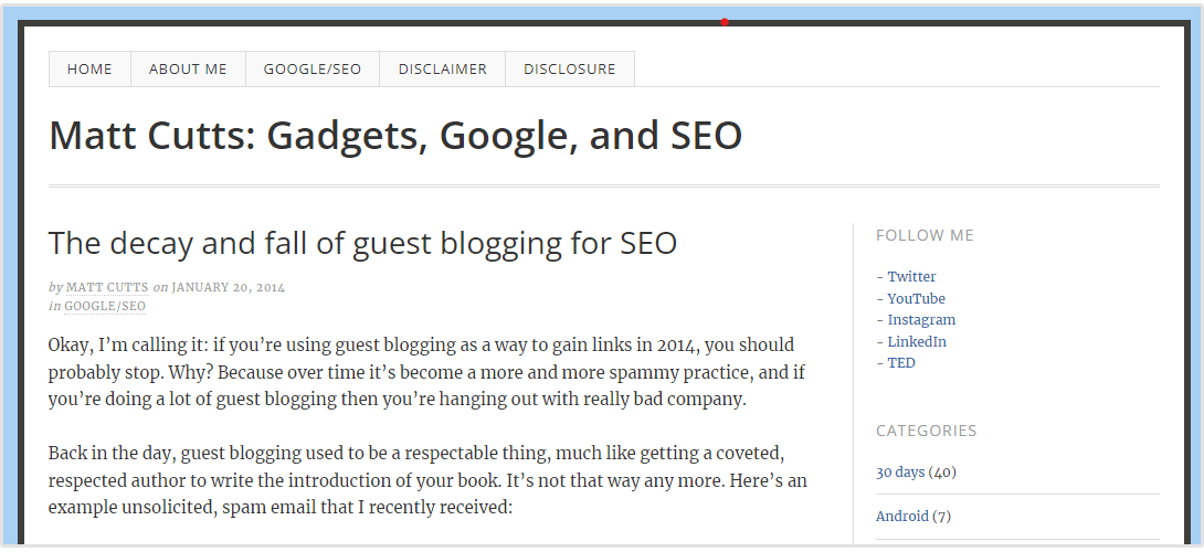 matt cutts guest posting